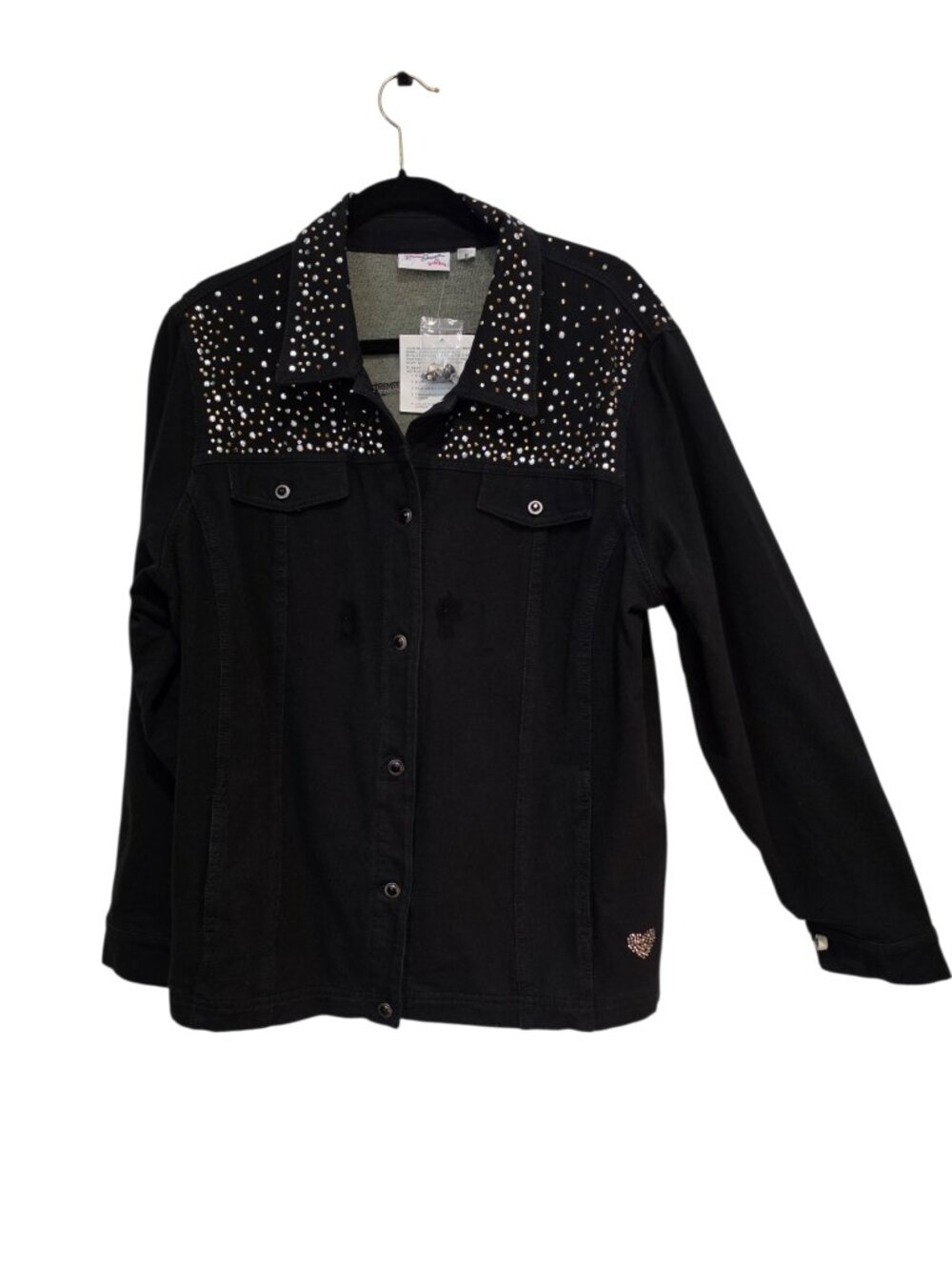 NEW With Tags Dream Jeans Quacker Factory Black Embellished Jean Jacket Size XL